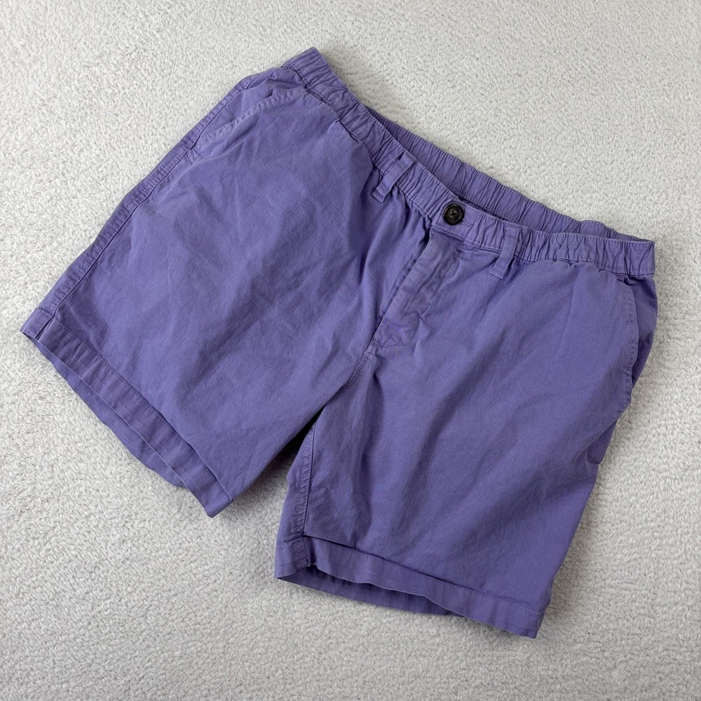 CHUBBIES Mens Elastic Waist Shorts Size Large 7" Purple Cotton Stretch Chinos